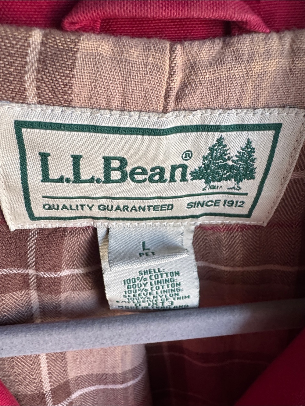 L.L. Bean Women's  Red Barn Jacket with Brown Corduroy Collar, Size LP. - Picture 3 of 9